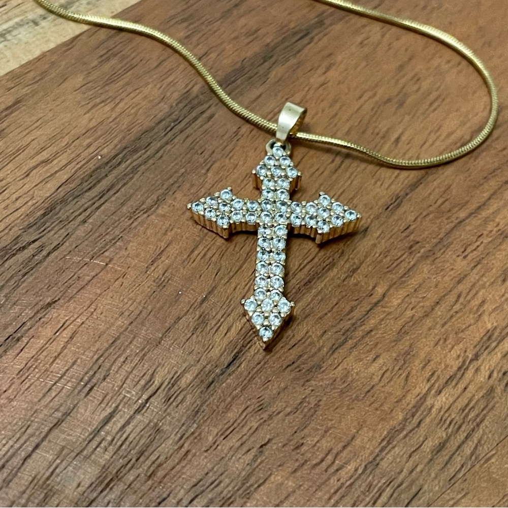 From Carrington Jewelry the Kylie Cross‎ Solid stainless steel gold filled 16”